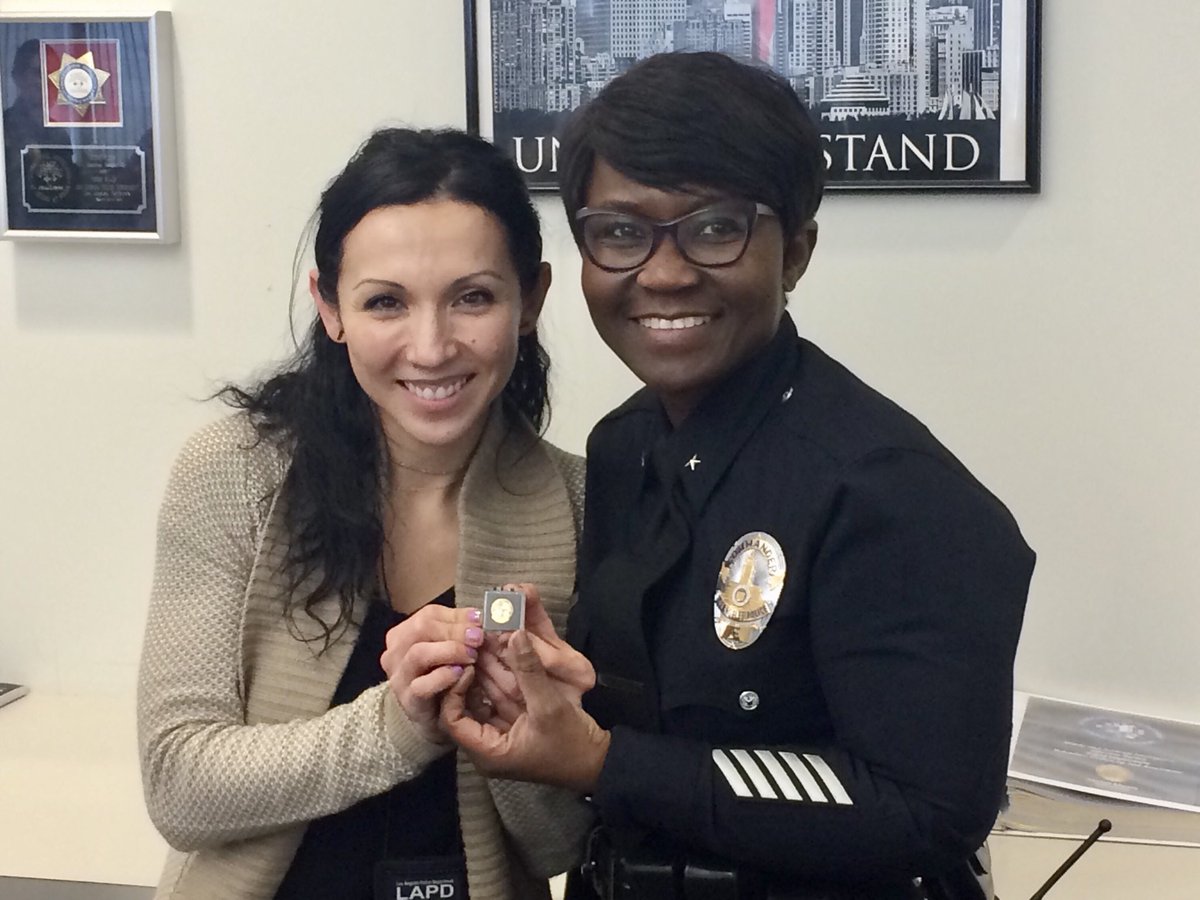 Congratulations Officer Natalie Stringer on 10 years of dedicated service with the LAPD.  You are an asset to the Dept and the community we serve #Visionzero <a href="/LAPDGirmala/">Asst Chief Girmala (ret)</a> @LAPDBlakechow