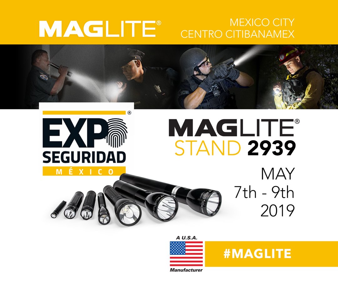MAGLITE's tweet photo. Conoce al equipo @MAGLITE en el #ExpoSeguridadMéxico // Stand 2939 // 7-9 Mayo 2019 //
Vea nuestro galardonado sistema de LED recargable ML150LR MÁS nuestra línea completa de linternas #Maglite fabricadas en los Estados Unidos // @ExpoSeguridad #Seguridad #Police #Security https://t.co/EBOHMSTys9