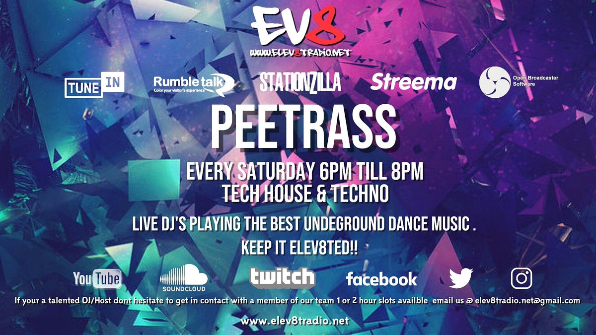 Elev8tradiouk's tweet photo. Sounds of the peetrass live till 8pm house vibez lockin via website or tunein app
https://t.co/mUlpk10GB5 https://t.co/dRrKFkUmnV