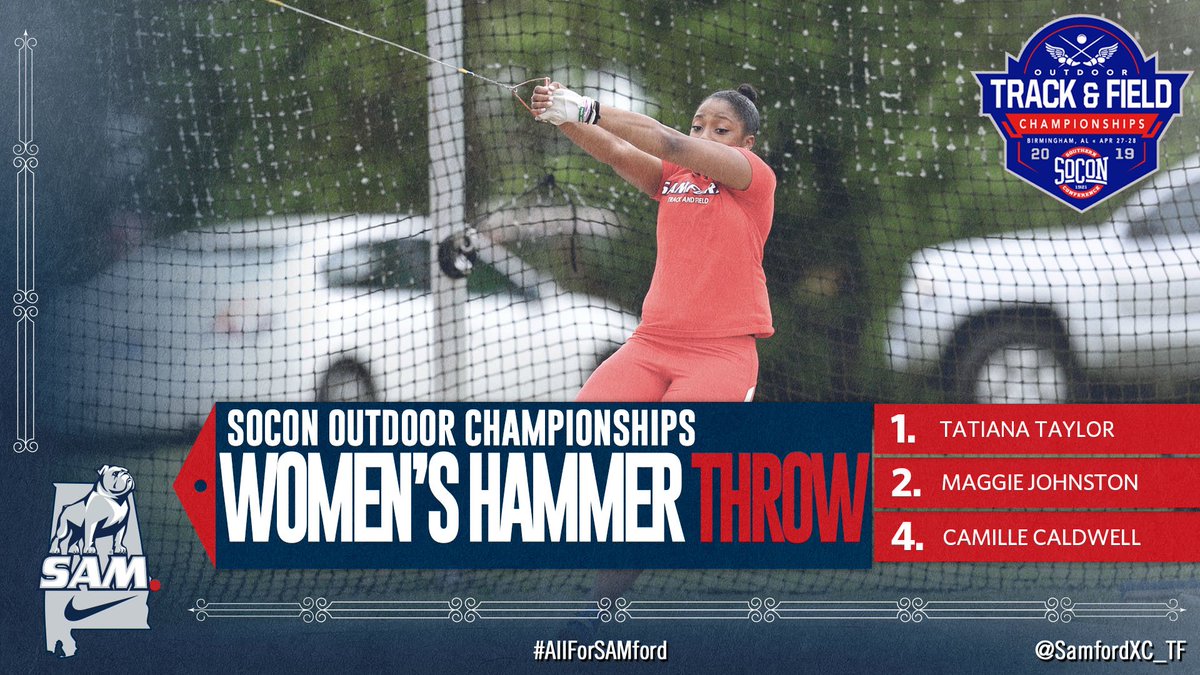SamfordXC_TF's tweet photo. 🥇 @taylortj15
🥈 @Margaret_AnnLee 

Two 🐶 in the top two spots and Tot takes home the 🏆 in the women's 🔨 throw!

#AllForSAMford🐶🐾 https://t.co/c8uEUcQegU