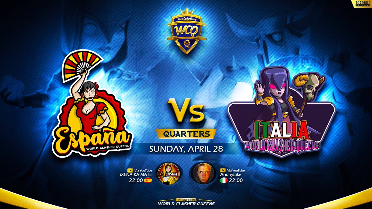 WCQ España 🇪🇸 🆚 WCQ Italy 🇮🇹 

Se acerca una guerra inolvidable...🤤 
¿Ya has preparado la botana?🍻🥨
¡No te pierdas esta gran guerra!😍

An unforgettable war is approaching… 🤤
Have you already prepared the snack? 🍻🥨
Don’t miss this amazing war! 😍