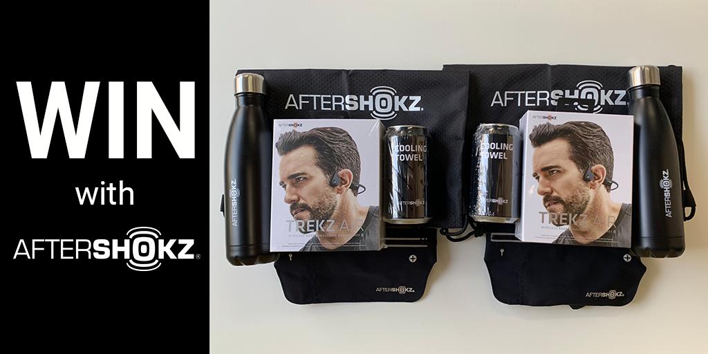 UKRunChat's tweet photo. RT this &amp; follow @AfterShokzUK and tag in a running friend and you could both win the ultimate Aftershokz Bundle! You will both get Trekz Air headphones, Bag, bottle, cooling towel &amp; Waist belt. Draw will be 9pm on Sunday 28th April. 1 winner. Good luck! #ukrunchat. https://t.co/ZhCXbsjtHt