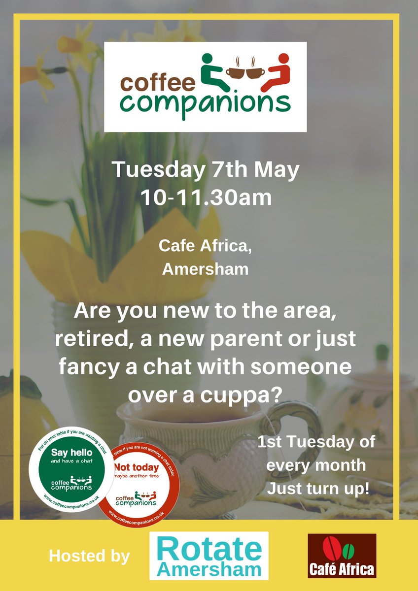 AmershamRotate's tweet photo. If you’re coming to the market on Tue 7 May pop along to our Coffee Companions @CafeAfrica while you’re there @CoffeeComps #FirstTuesdayOfTheMonth #Amersham #MeetPeople #community https://t.co/MjZqMn3laC