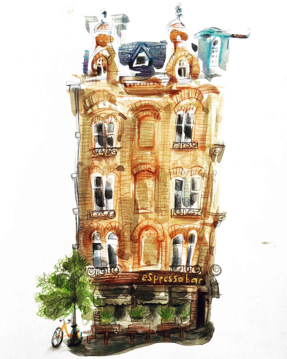 Amsterdam. Coffee shop. Not that kind. #espressobar #amstedam #urbansketchers #urbansketching