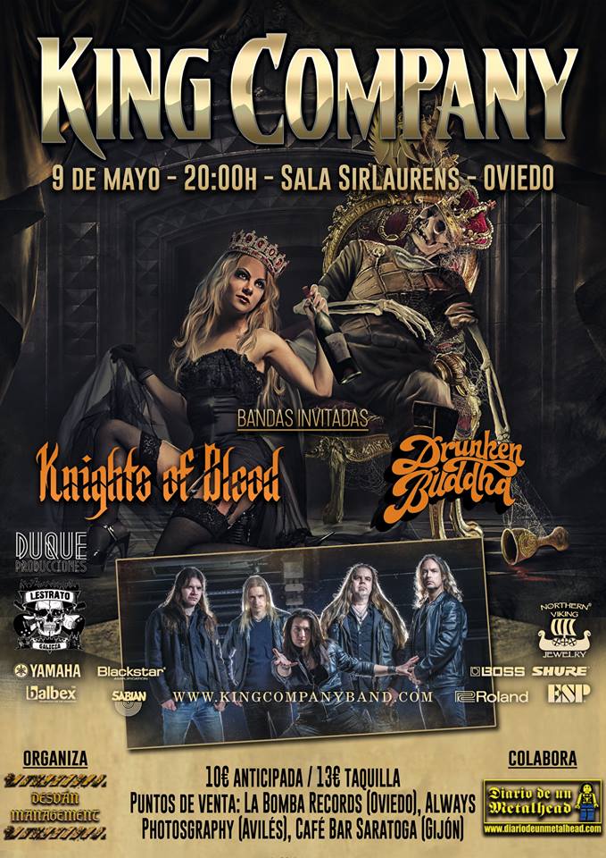 HMetalBrigade's tweet photo. . @kingcompanyband actuará el jueves 9 de mayo en la Sala #SirLaurens  de  #Oviedo junto a @Knightsofblood y #DrunkenBuddha organizado por el   @Desvan_rock
@duqueproduccion @lestrato https://t.co/XEFHM6mQWt