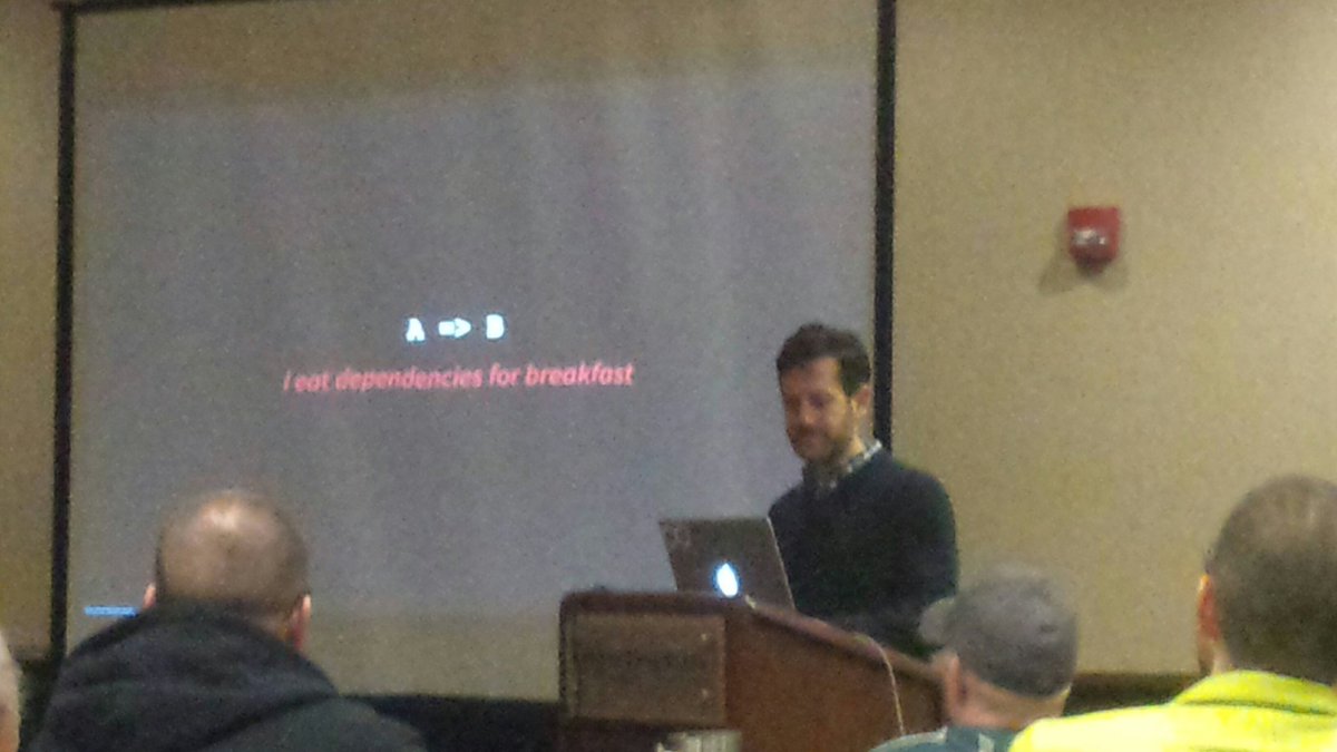 FunctionalKnox's tweet image. Can&apos;t wait to hear from @arosien on teaching #FunctionalProgramming patterns through refactoring here at #LambdaSquared!