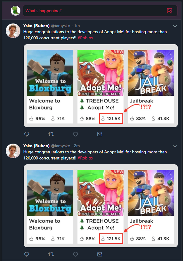 Ruben On Twitter Huge Congratulations To The Developers Of Adopt Me For Hosting More Than 120 000 Concurrent Players Roblox - hosting a party in adopt me roblox