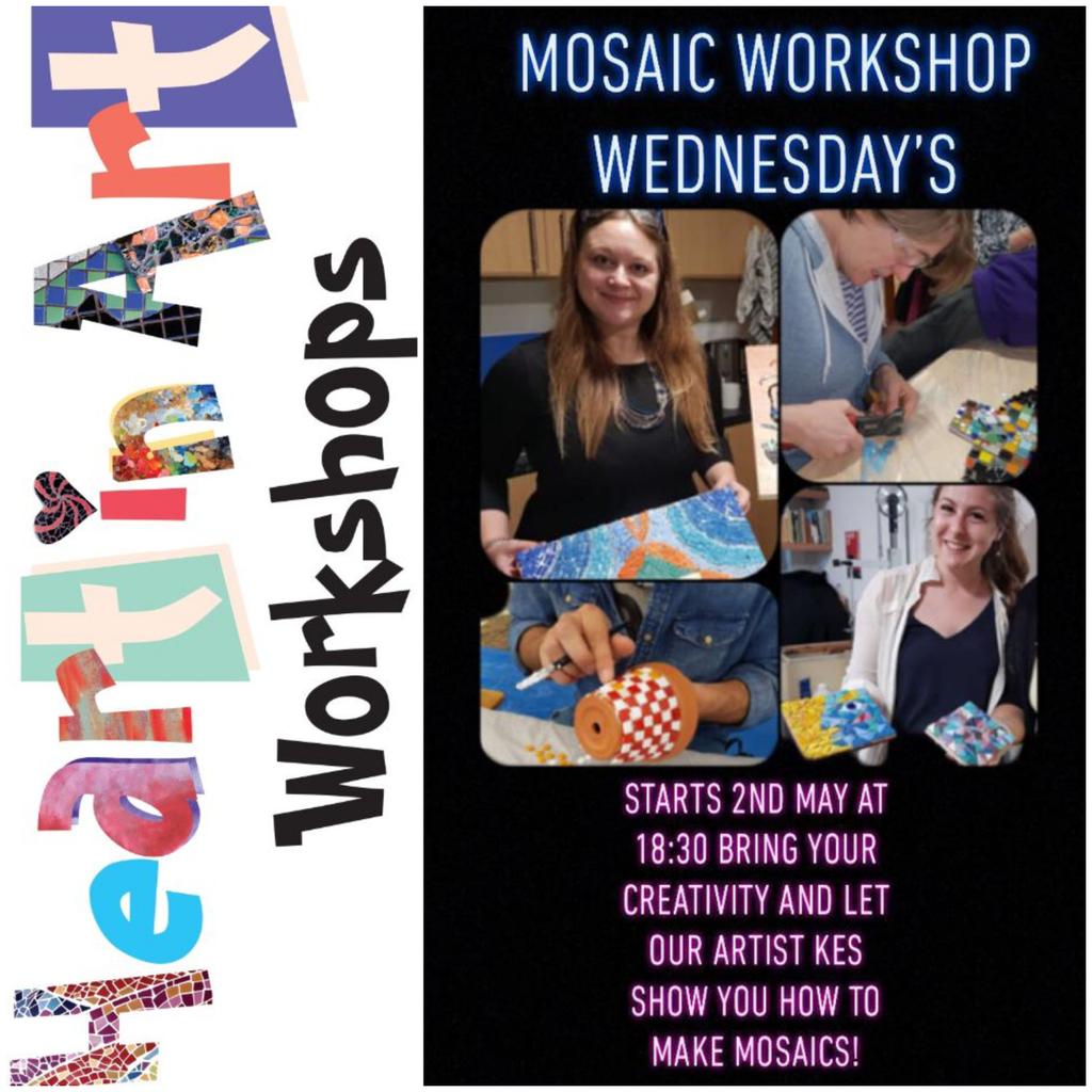 HeartInArt_UK's tweet photo. We will be looking out for you. There are lots of new projects to chose from. Or just bring something you would like to mosaic from home.
.
.
.
#hobbies #mosaicmakers #creativeclasses #relaxchatcreate #eveningclasses #londoncreatives #trysomethingnew #workshops #mosaicsforyou https://t.co/CUWJ4EtDDd