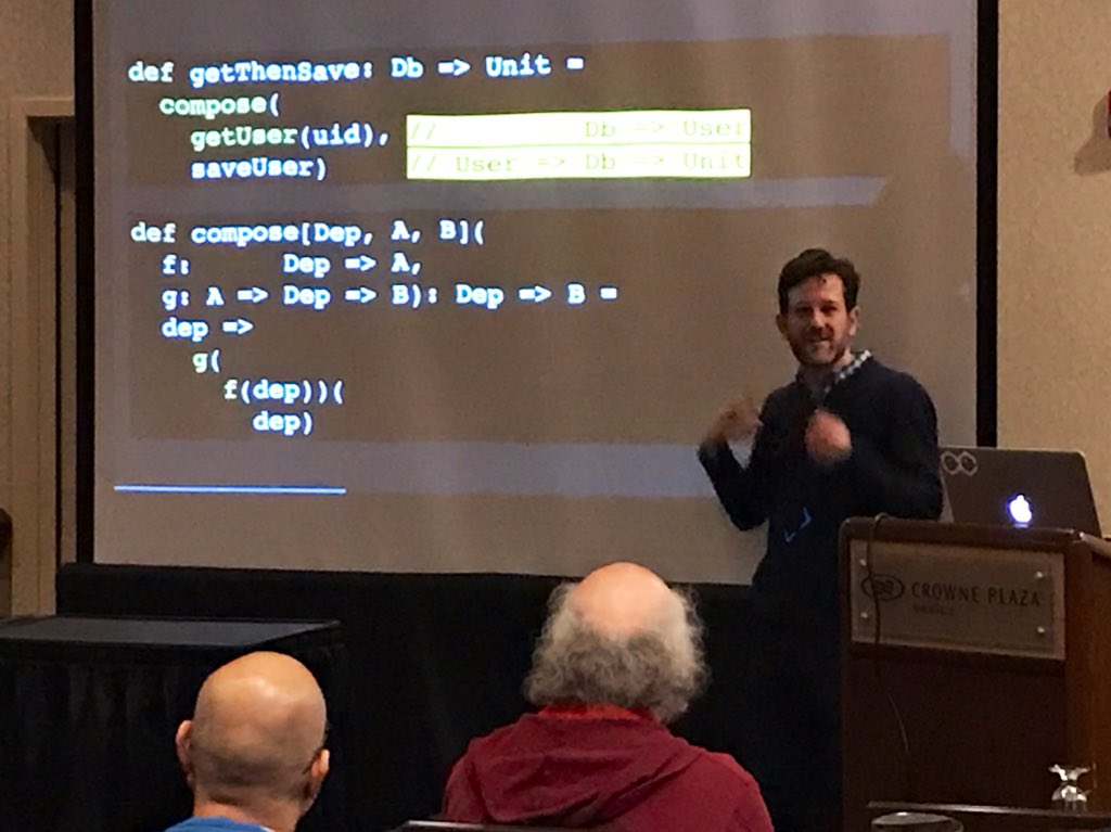 bryan_hunter's tweet image. Scala time in “Understanding FP Concepts via Refactoring” by @arosien at #LambdaSquared