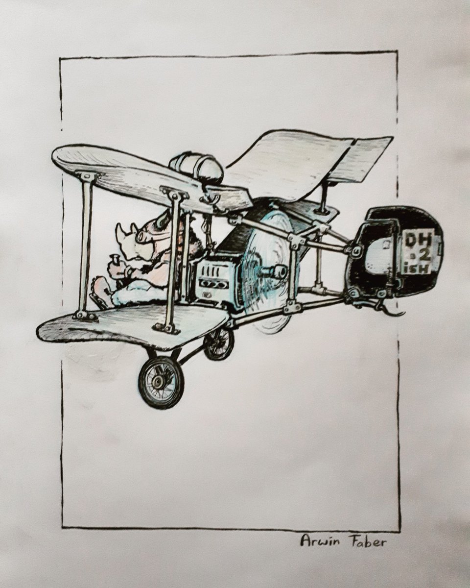 ArwinFaber's tweet photo. been drawing:
#inkdrawing #pencils #drawingonpaper #drawingoftheday #Rhino #neushoorn #flying #AircoDH2 -ish #airplane https://t.co/CZLPkq60RS