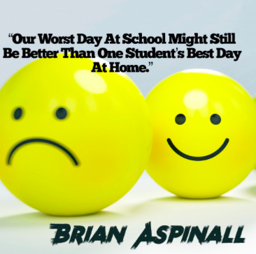 mraspinall's tweet photo. Our worst day at school might still be better than one student’s best day at home. #CodeBreaker 

Image credit: @laurabeess https://t.co/wSoeQ2zA3v