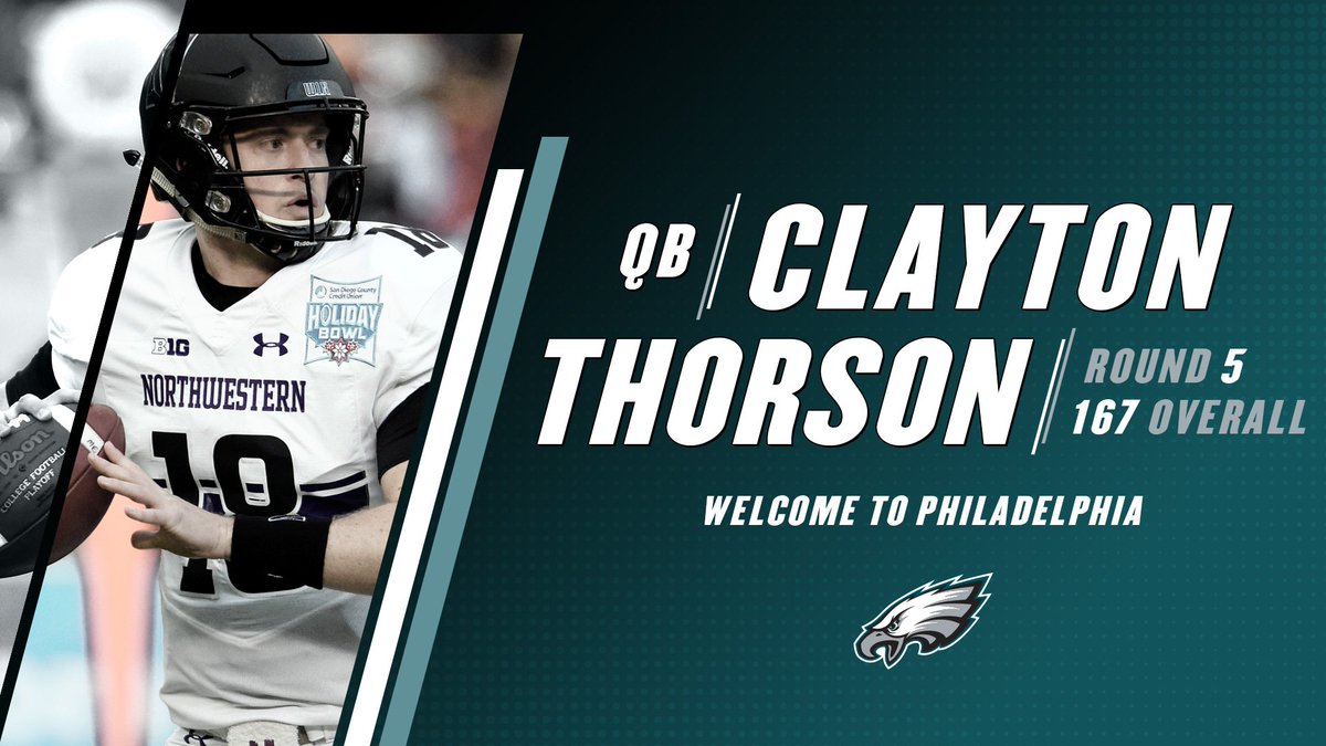 With the 167th pick in the 2019 #NFLDraft, the #Eagles select QB Clayton Thorson. #EaglesDraft | #FlyEaglesFly