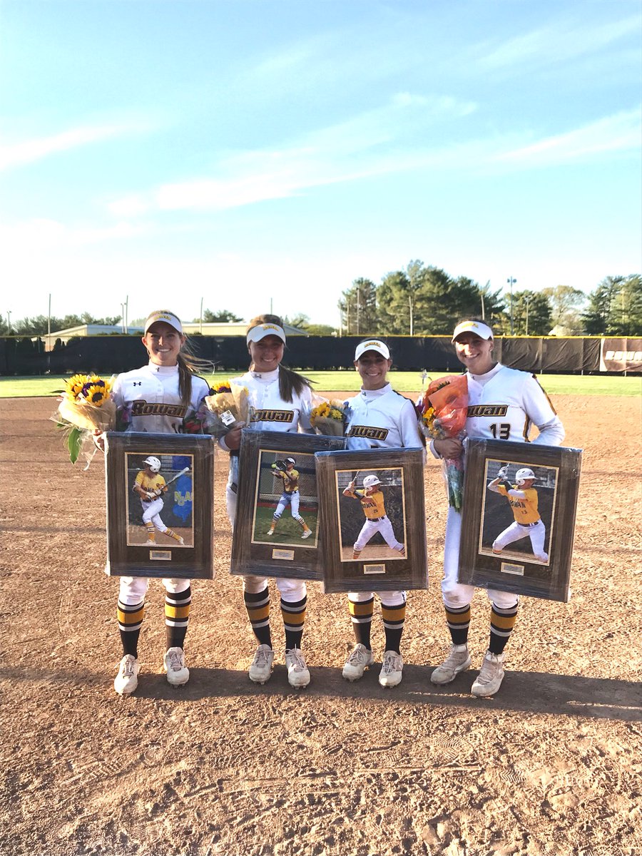 RowanUSoftball's tweet photo. Couldn’t have script a better #SeniorDay for these special ladies! 🥎
G1: Walk-off winner after being down 8-5 with 2 outs to win 9-8 ✔️
G2: Bats continued to stay hot from the 7th inning in G1 to win 11-0 ✔️
Next up: #NJACS🏆
#KeepRolling #RowanProud #TEAMeffort https://t.co/SxeHoqrJIN
