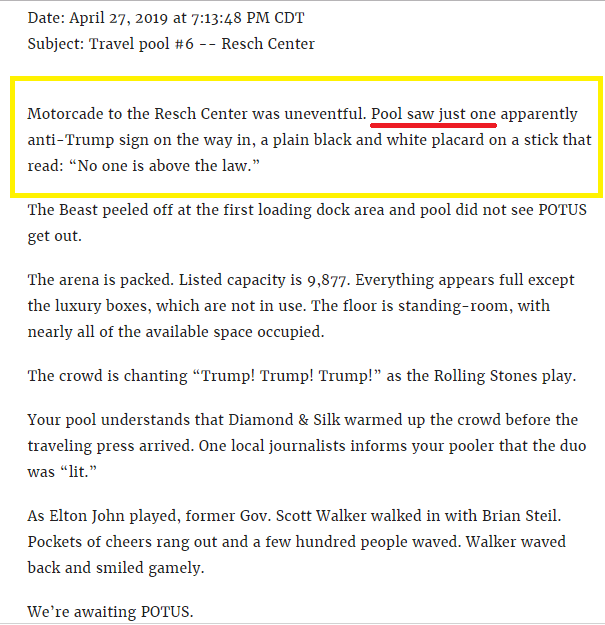 LJT_is_me's tweet photo. @realDonaldTrump @YouTube ONE protester . . .
#GreenBay🧀#TrumpRallyTime ❤️🇺🇸🌹
Subject: Travel pool #6 -- Resch Centernull
https://t.co/xaP1Nl8QNP https://t.co/IP2r40swCH