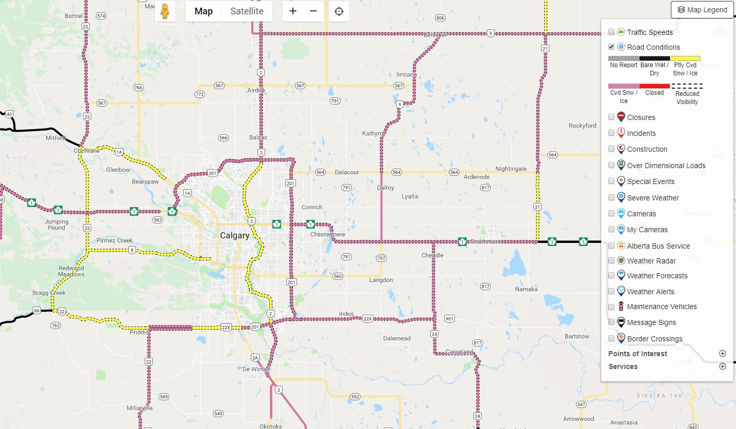 Calgary Road Conditions Map 511 Alberta On Twitter: "Hwys In & Around Calgary Are Experiencing  Hazardous Road Conditions. Avoid All Unnecessary Travel As Conditions Will  Deteriorate As Evening Falls & Temps. Fall. (7:12Pm) #Abstorm #Abroads  Https://T.co/29Jtpx9Zt4" /