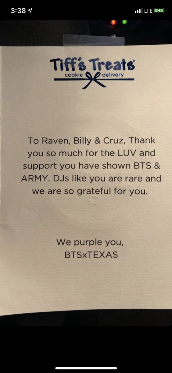 1061KISSFMDFW's tweet photo. ‼️BTS ALERT‼️Just a huge shout out to the whole @BTS_twt army and a special thank you to @btsxtexas for the @tiffstreats! Fans like y’all are RARE. Thanks again. #cookiecoma https://t.co/HiiwIsvNNu
