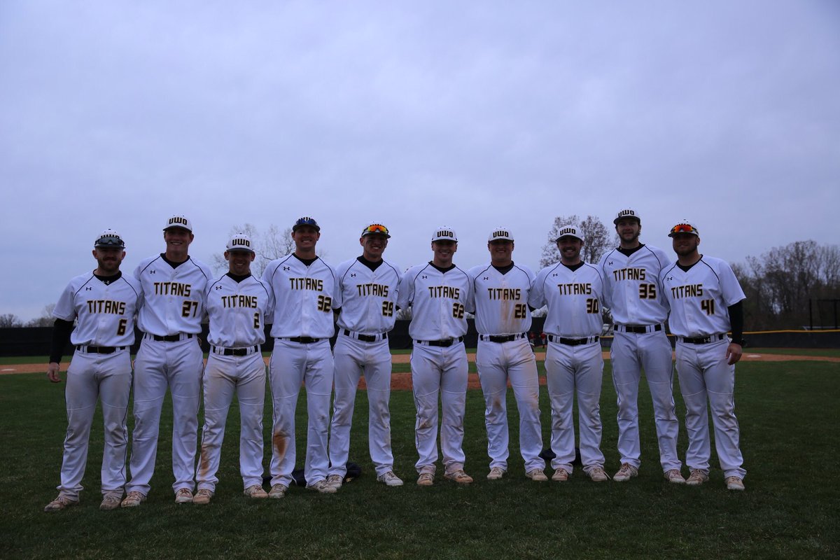 UWOBaseball's tweet photo. Today we recognized and honored our seniors. 
Congrats to Owen Finucan, Colin Treml, Dylan Ott, Alex Koch, Zack Radde, Jensen Hinton, Jonny Selchow, Ryan Wilkening, Chris Atwood and Jared Horton on a great career here at UWO. We thank you! #HailTitans https://t.co/yweIRo8RlJ
