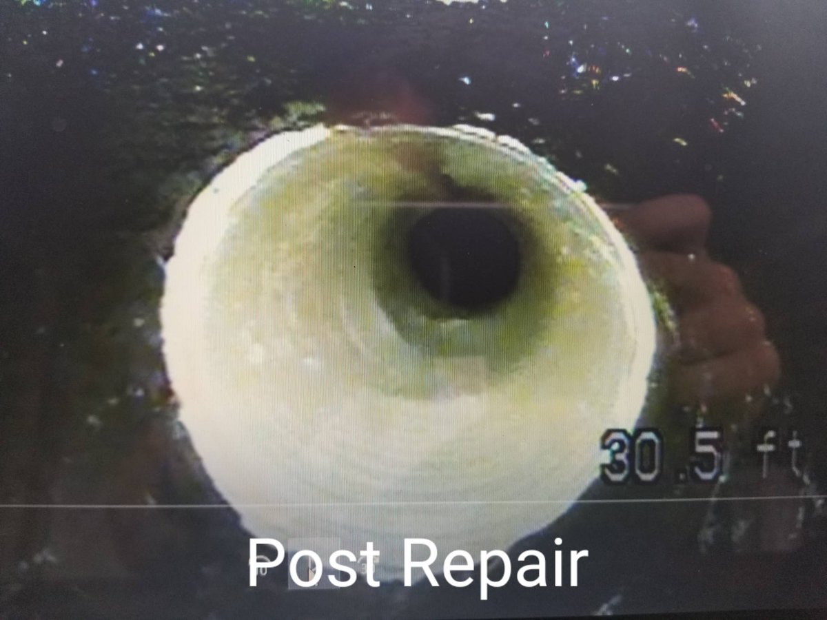 YYCSewerScope's tweet photo. Check out our before and after sewer line point repair. This customer had a large hole in the sewer line with a significant root intrusion. Thank you to @mdelaux1 and @sourceoneenvironmental for providing an incredible product and training. #yyc #pipepatch #sewer #repair #fixed https://t.co/saXUWLDaoj