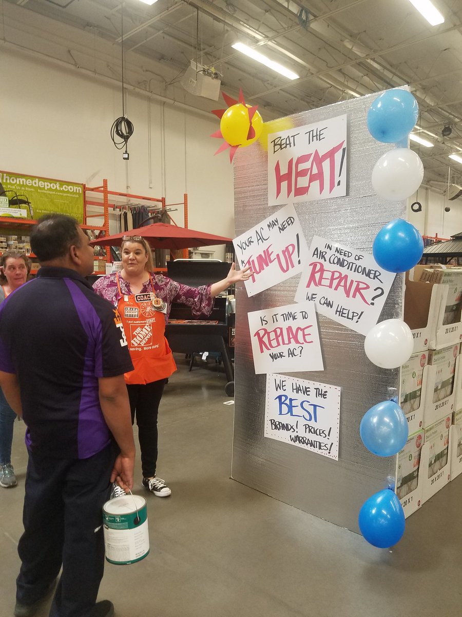 pmfeller's tweet photo. There's a COOL vibe goin' @thd3314 !  Come see all we can do to help you BEAT THE HEAT this summer! @luvnzak1 @thdsaltarelli @JeremyVasquez76 @lgcoolj https://t.co/BWGQ06qNVr