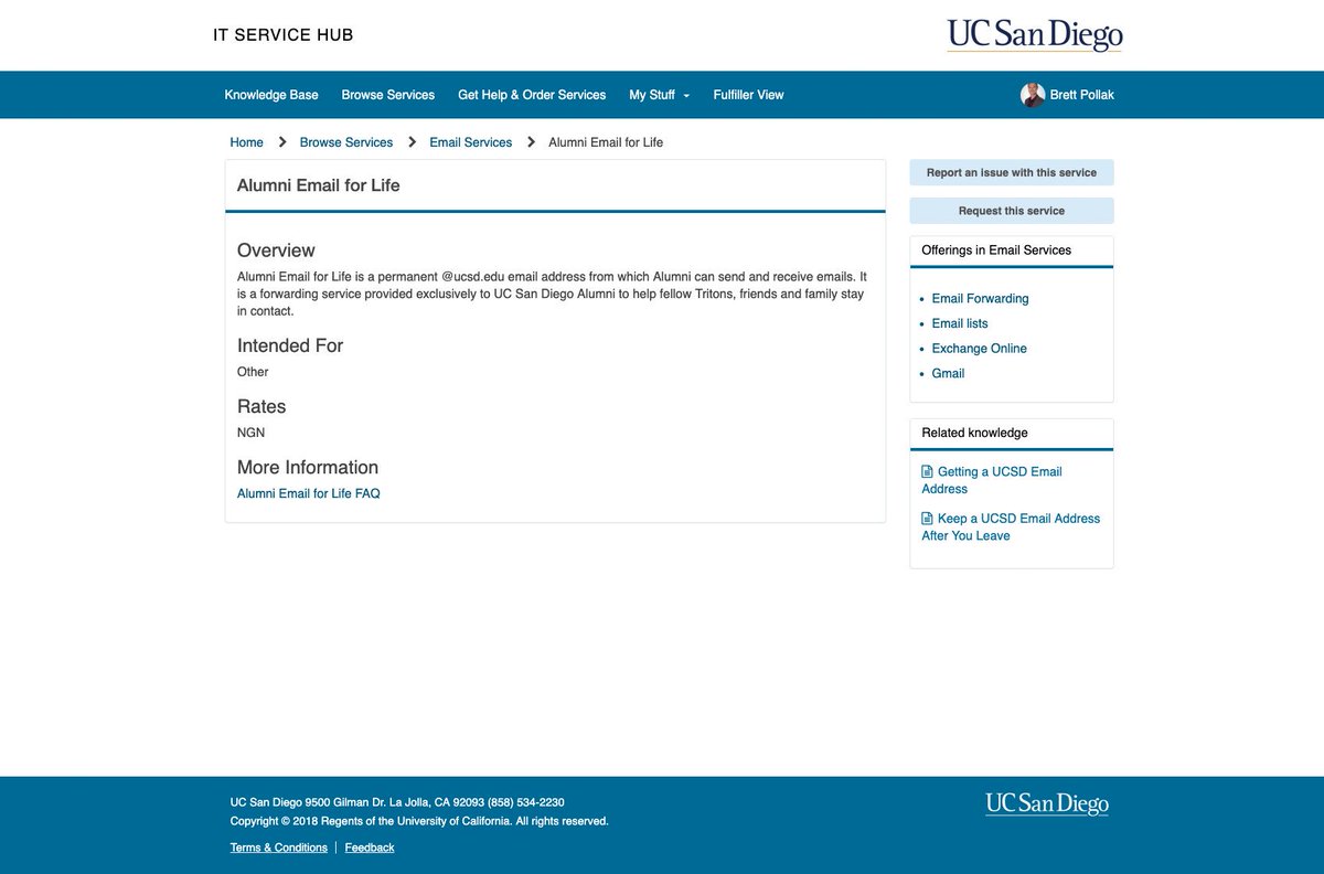 We did it! A shiny new IT service catalog that includes all customer facing services at <a href="/UCSanDiego/">UC San Diego</a> supported by ITS. Check it out ucsdservicedesk.service-now.com/its?id=sp_home