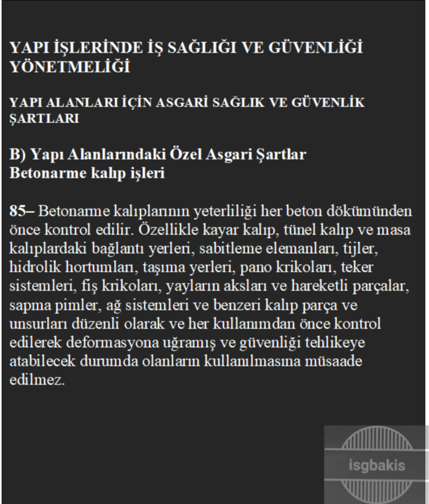 isgbakis's tweet photo. 87-Dikey yaşam hatlarında el ile ayarlama gerektirmeksizin çalışan ile birlikte aşağı-yukarı hareket eden, düşme durumunda otomatik kilitlenen düşme durdurucular kullanılmalıdır. #isg #işgüvenligiuzmanı #işgüvenliği #inşaat #pazar #isgbakis https://t.co/h3TKVVoVkB