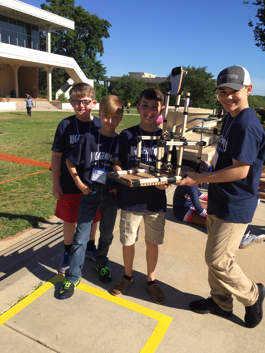 MrsBstaff's tweet photo. Proud of these boys and our catapult! #JETJuggernauts #2019STEMmatchup @HayaskiKristen @JETurnerSchool @GlendaWarren15 https://t.co/UJcIUlhvOW