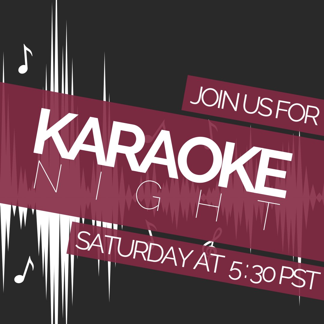 AlteredFatevg's tweet photo. What's everyone's favorite song right now? We want to know. Karaoke at 5:30 pm PST/8:30 pm EST/6:30 pm MST. Hope to see some of you there! https://t.co/GKTKPf3Ood