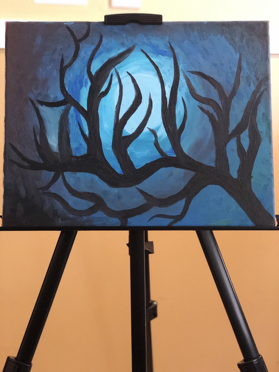 BlendedColors_'s tweet photo. One of my favorite paintings!! -Jasmin #ArtistOnTwitter #paintings #oilpaintings #BlendedColors #moonlight https://t.co/dO1P6w2New