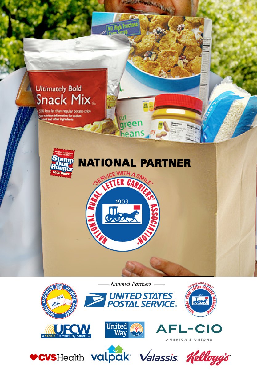 NALC_National's tweet photo. The National Rural Letter Carriers’ Association (NRCLA) is proud to be a partner of the NALC's Stamp Out Hunger® Food Drive!

Thank you NRCLA, for your support! To learn more about NRCLA’s initiatives, visit https://t.co/7iQ7i31eq7.

#NALC #NRCLA #StampOutHunger #NationalSponsor https://t.co/VKiGl1zJlI