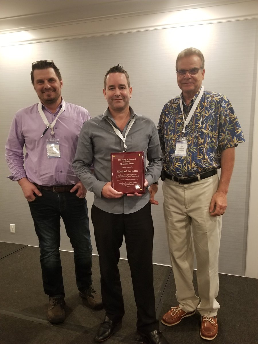 Congratulations to Dr. Michael Lane <a href="/mlane_neuro/">Michael Lane</a> of <a href="/DrexelUniv/">Drexel University</a> for being our Molly Sandberg award winner at #asntr19.  Fantastic work and thank you for being such a key piece to ASNTR. #neuroscience #brainresearch #spinalcordinjury