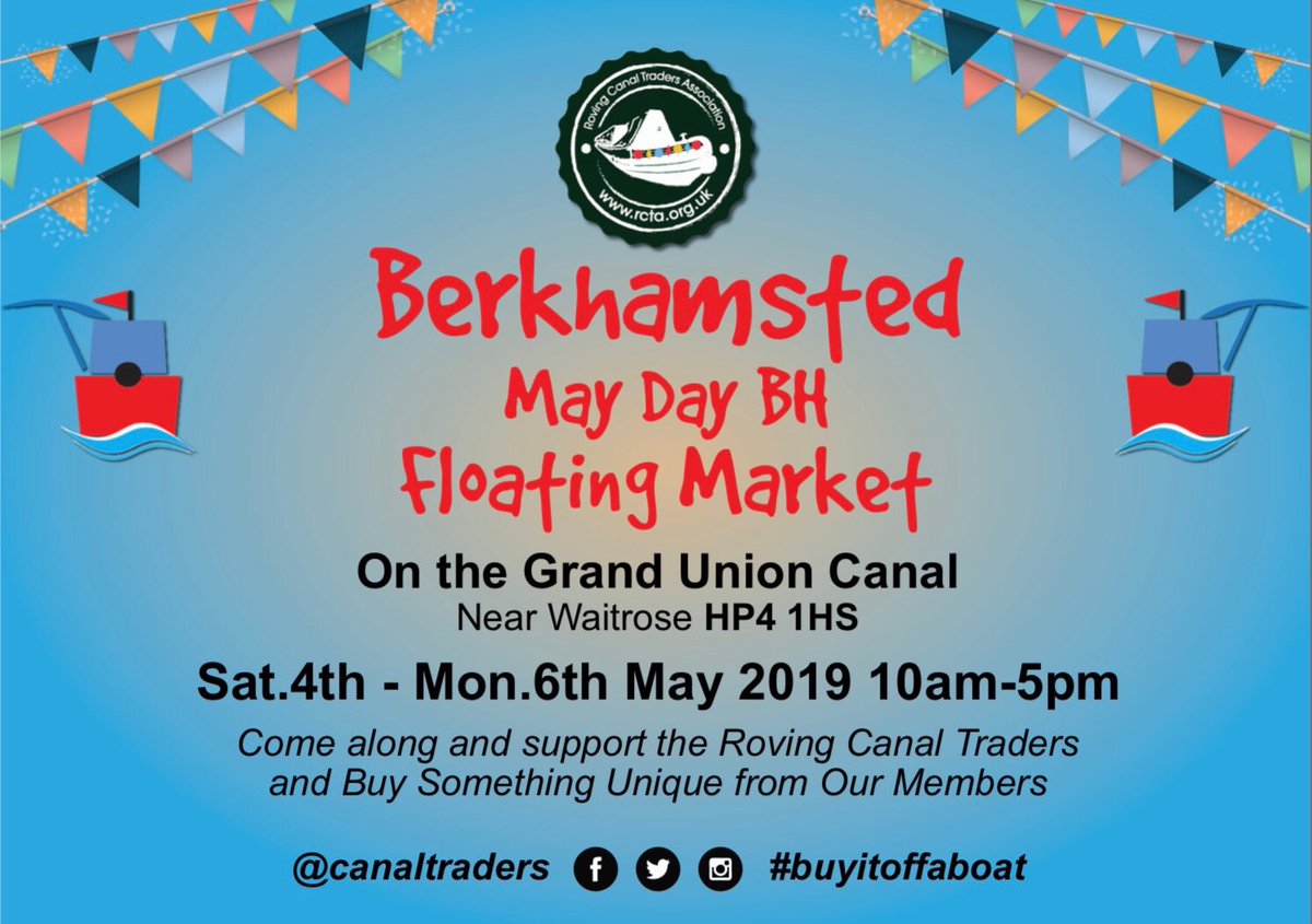 CanalTraders's tweet image. North or South you’ll  find one of our RCTA Floating Markets with traders to delight you :)
#Berkhamsted #Maydayweekend #butitoffaboat #MarketDrayton #Shropshire #canaltraders