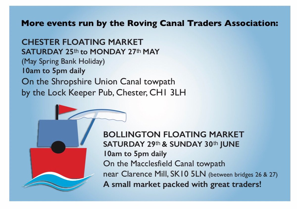 CanalTraders's tweet image. North or South you’ll  find one of our RCTA Floating Markets with traders to delight you :)
#Berkhamsted #Maydayweekend #butitoffaboat #MarketDrayton #Shropshire #canaltraders