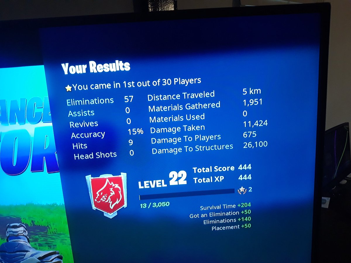 Shisui45's tweet photo. Dropped a 57 bomb in #Fortnite too bad my damage and shit is bugged https://t.co/B6iwsHzdYM