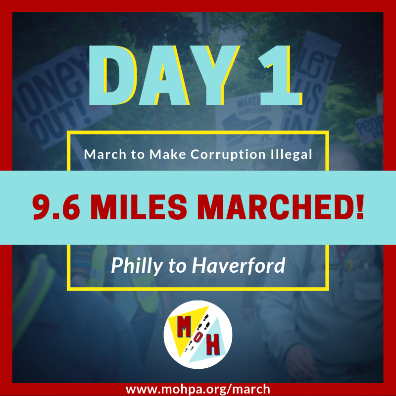 EndPACorruption's tweet photo. Day 1 in the books! Thanks to all our awesome marchers and volunteers who joined us today! #endPAcorruption #MoHmarch2019 https://t.co/wRqDvyq79c