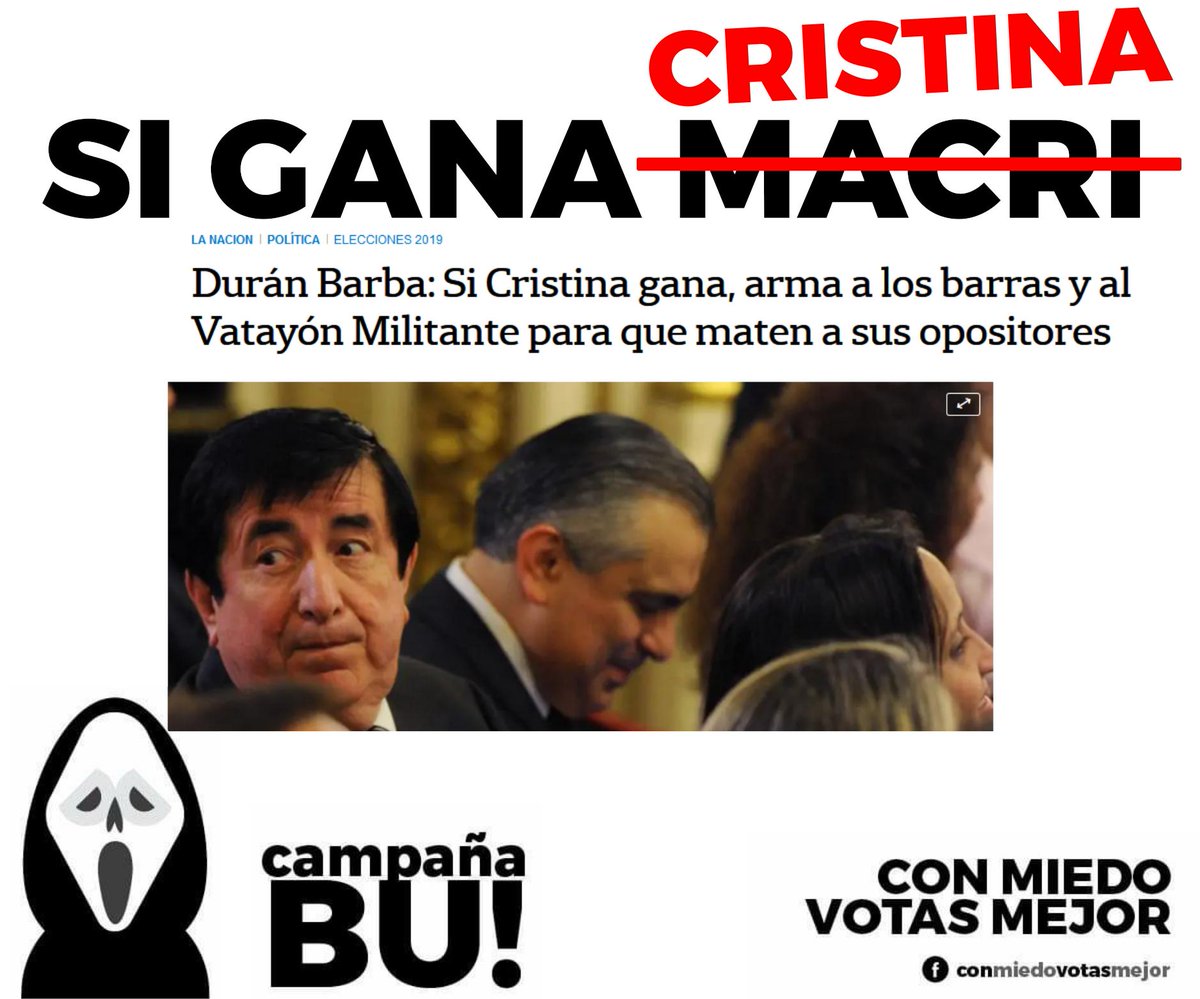 Se acuerdan de la genial Campaña BU!? Hacían memes ironizando sobre lo que muchos advertíamos pasaría si ganaba Macri. Devaluación, deuda externa, desempleo, des-industrialización, los científicos lavando platos, etc.De la mano de Durán Barba y Carrió llega la versión anti-K.