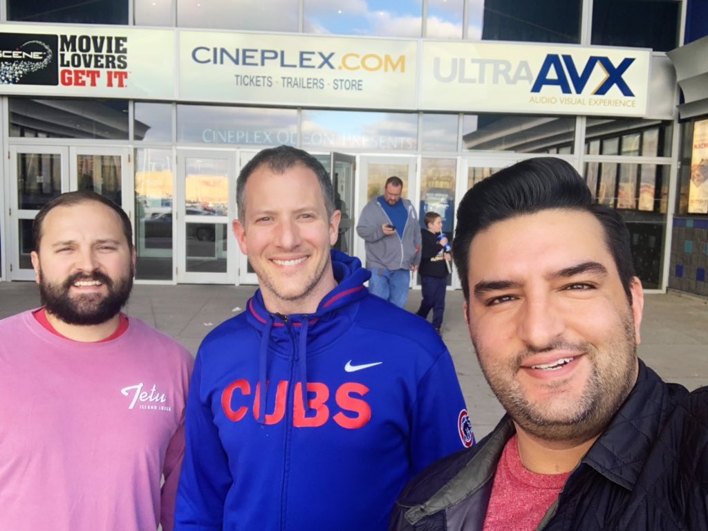 SNCmusic's tweet photo. The squint you make when you finally see the sun after a 3 hour movie. #AvengersEndgame 🍿 

Now it’s time to get ready for our second show at @fallsviewcasino. #OneShotTour https://t.co/6wOgYAB0dk