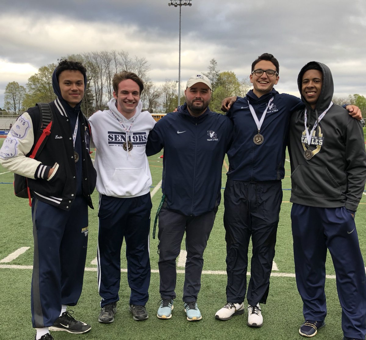Boys 4x200m of Hames, Usera, Crispino, Drumgoole take down 40 year old school record (prev. Hill, Dempsey, Strong, Knipp) and take 4th at Tiger Relays! 🦅