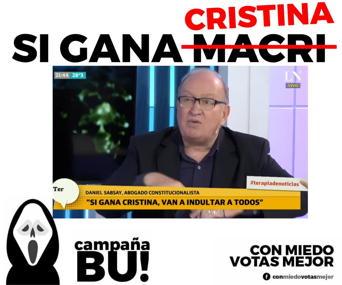 El estimadísimo constitucionalista Sabsay que el otro día confundió un video del congreso de Ucrania con Argentina, dice que si gana Cristina los indultan "a todos".