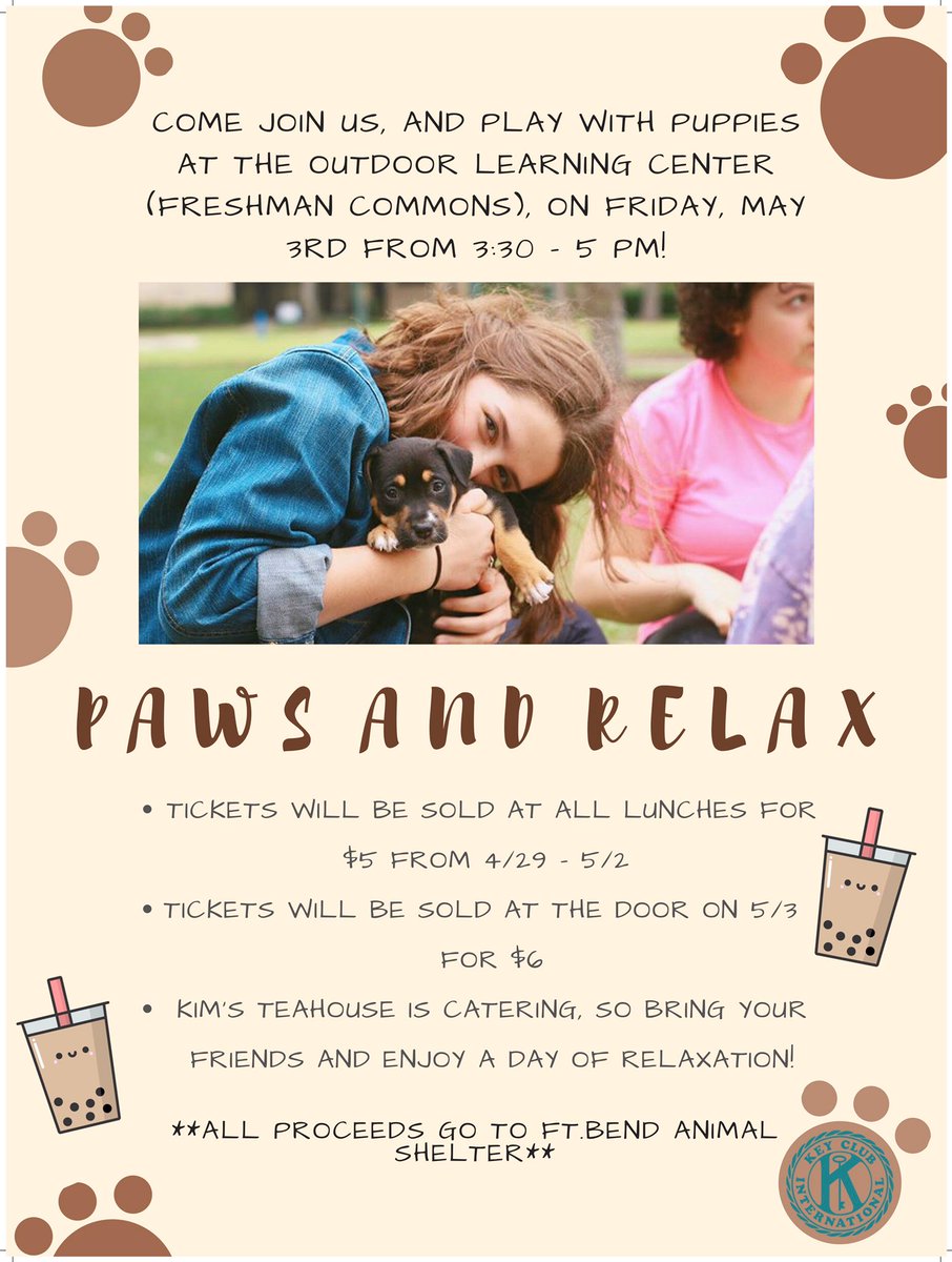 Our annual Paws and Relax is coming up. Bring your friends and enjoy a fun day of de-stressing! We hope to see you all there! 🐶🐾