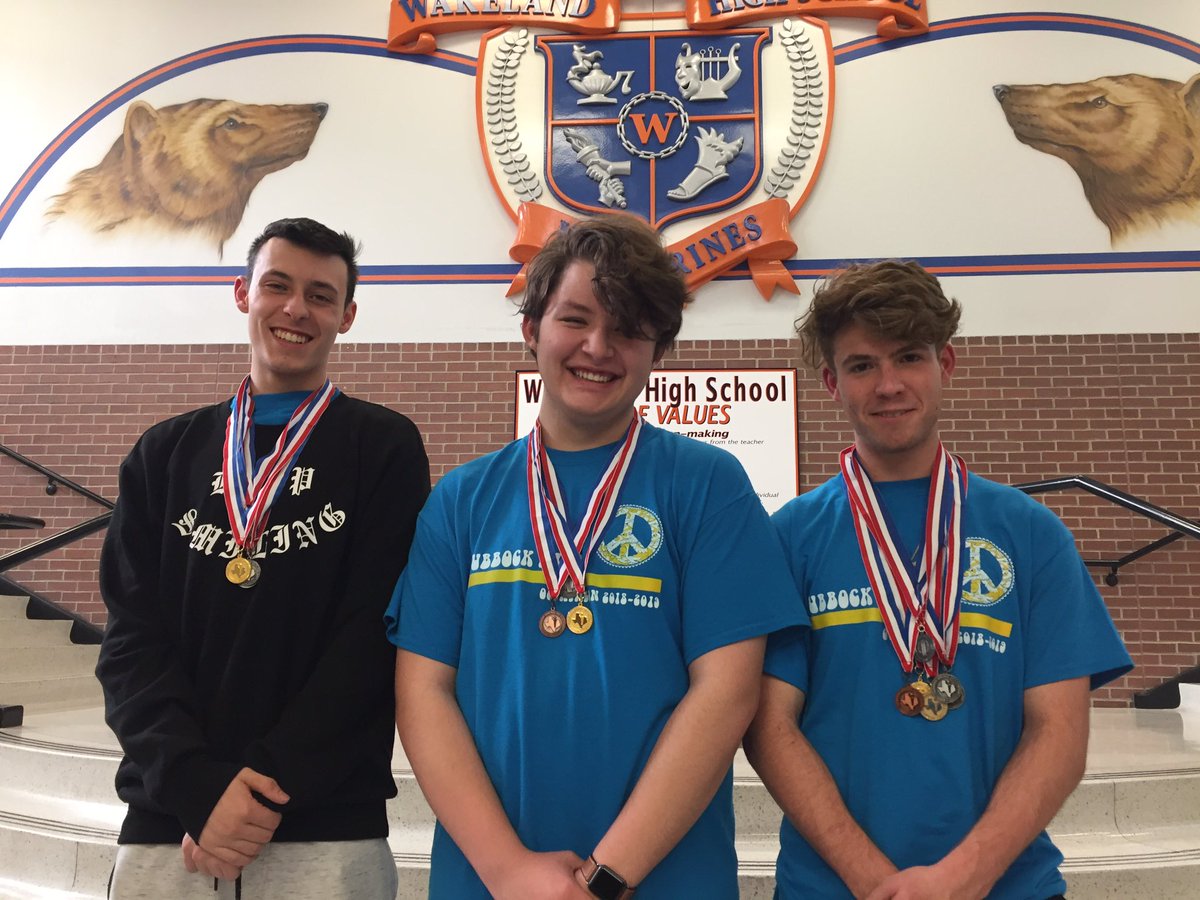 lhswesterners's tweet photo. Congratulations to LHS Octathlon on their AWESOME performance at State. In the Varsity Division:
Tristan Taylor, Caleb Forbes, and Jagger Garry. Caleb won a bronze medal in art. Jagger won 2nd in Literature, 2nd in Essay, and 3rd overall. #westerNERDS #wearelubbockhigh https://t.co/pKm5SOUYkm