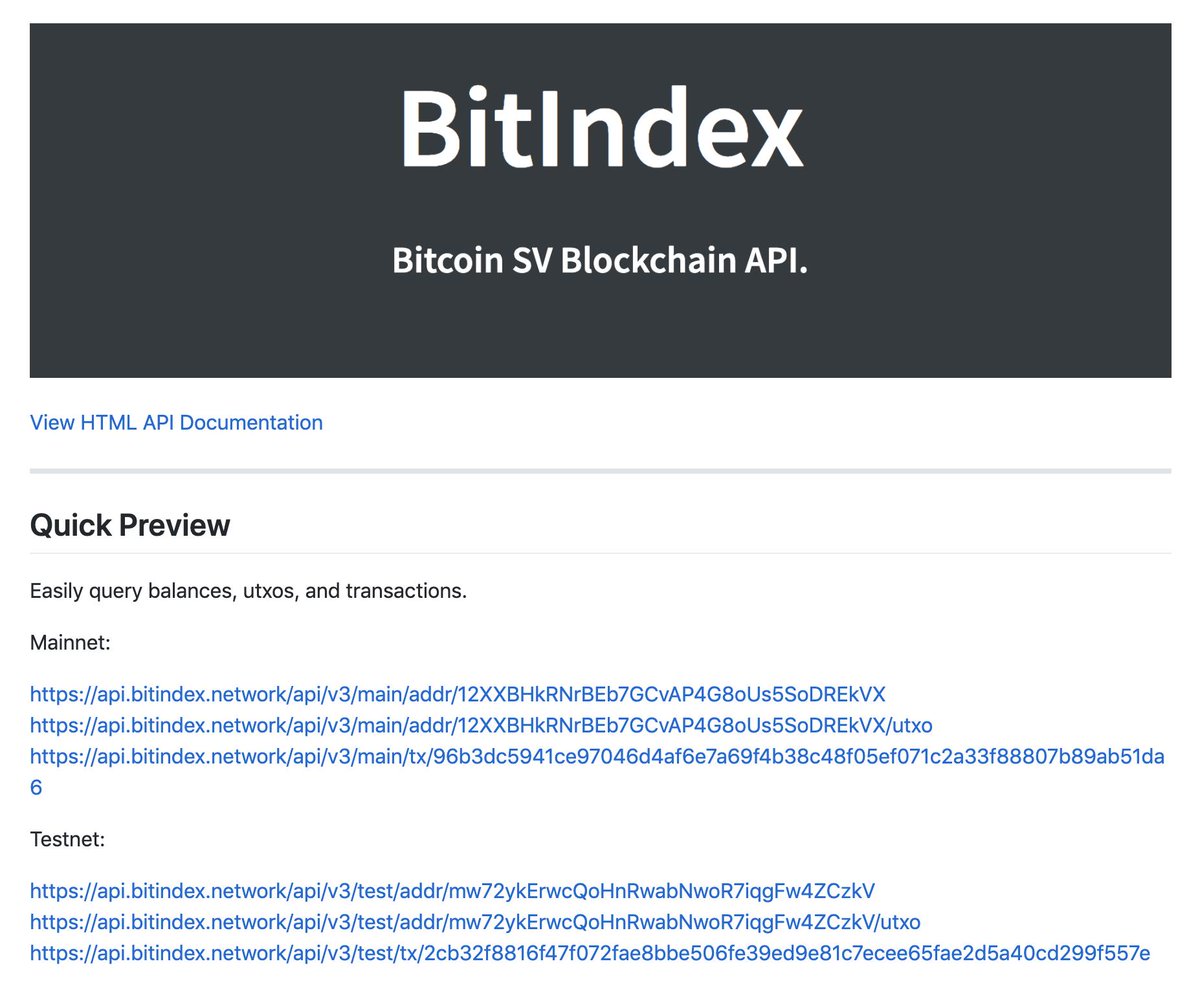 BitIndexNetwork's tweet image. Just released: BitIndex API now supports #Bitcoin SV Testnet!

Examples:

Get utxos:
api.bitindex.network/api/v3/test/ad…

Get transactions:
api.bitindex.network/api/v3/test/tx…

Coming up next is Scaling Testnet (STN) and much more!

We'd love to hear your feedback and what feature you want to see next