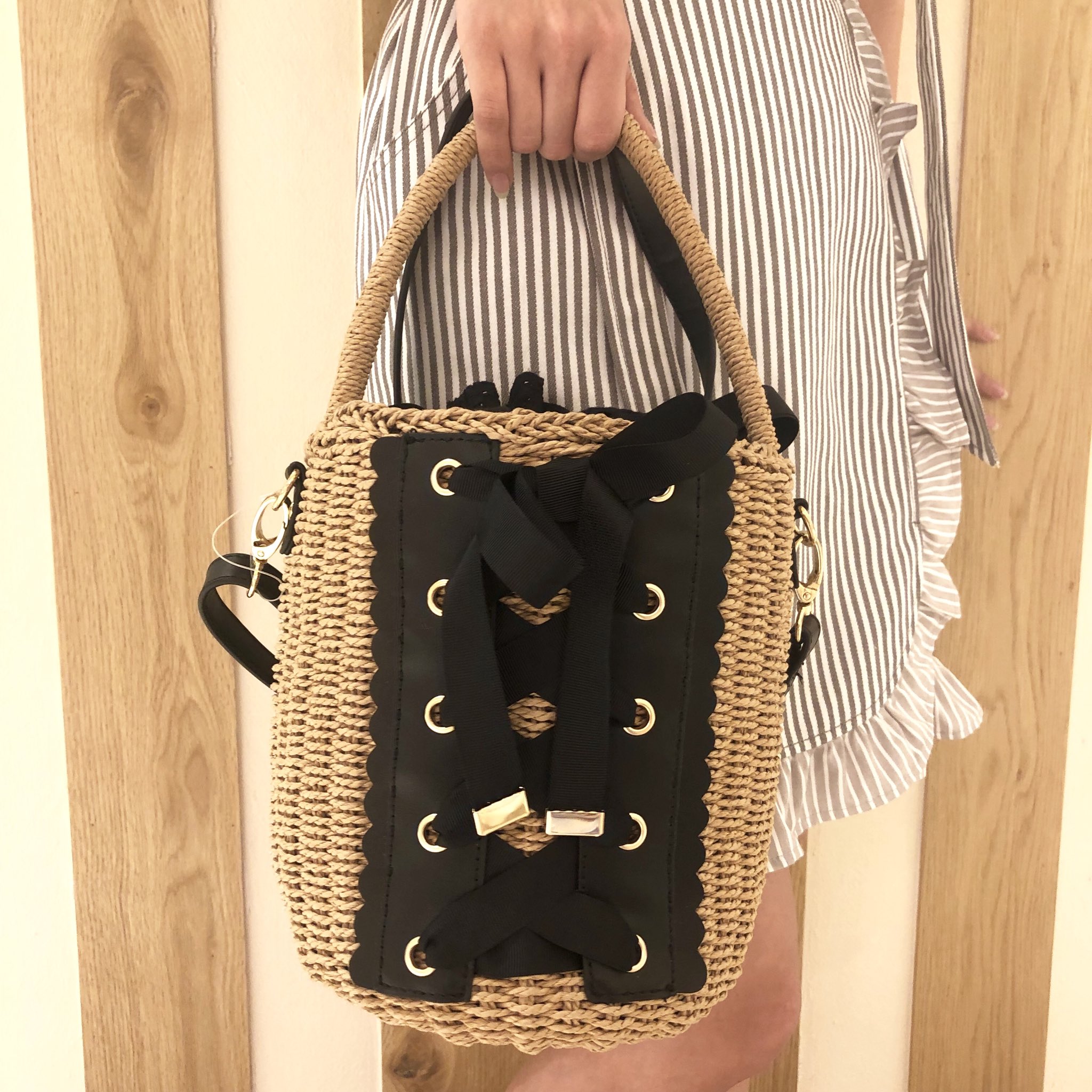 LIZLISA レースアップデザイン かごバッグ LIZLISA レースアップデザイン かごバッグ かごバッグ