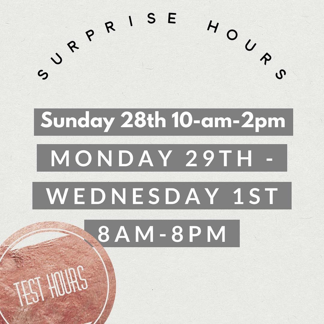NormalSpot's tweet image. SURPRISE 🎉🎉 

We’re testing some extended hours 👀👀 

Come see us Sunday from 10-2p
&amp;amp; Monday - Wednesday 8a - 8PM 😍 

We’re testing more weekend hours and night hours ! 🎉🔥