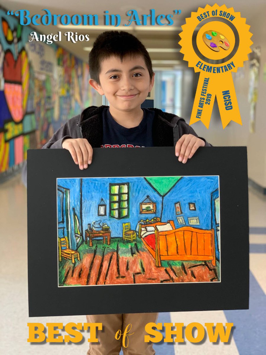 NCE took home the top honor today at the Fine Arts Festival with Angel Rios’ “Bedroom in Arles” winning Best of Show &amp; Alma Koumba’s “Starry Night” winning the People's Choice!

Congratulations Alma &amp; Angel! Mrs. Ghuneim &amp; all of us at NCE are so proud of you!
#NCErocks #NCISD