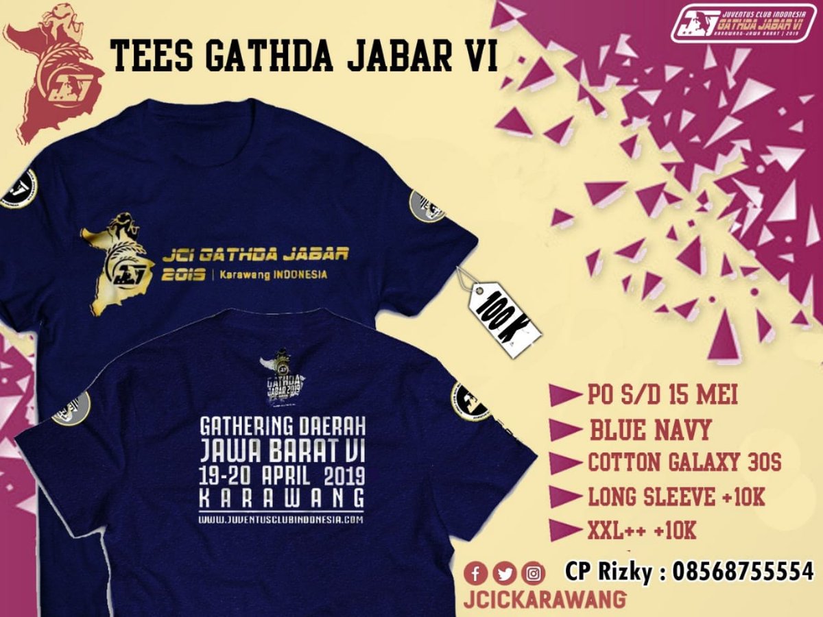 Bagi yang tidak sempat ikut Gathda Jabar kemaren, ini ada Open PO replika tees gathda JCI JABAR, untuk pemesanan langsung hubungi CP di poster ya... :) @JCI_Karawang