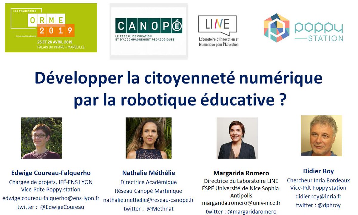 Methnat's tweet image. #Orme2019 @ORME2  avec @PoppyStation @fabline06 @Canope_972 
👉@PoppyStation écosystème #RobotiqueEducative &amp;amp; #IA en opensource 
👉Défi robotique R2T2 @FMondada 
👉#NumeriskAmeriCaraibe territoires résilients 🙌#Trajectoireoutremer 5.0 objectif  #ZéroVulnérabilité @lesoutremer