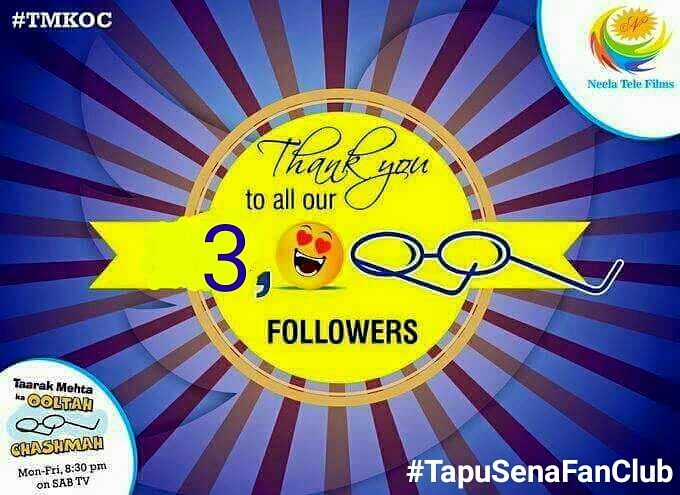 Big thanks to all our fans for #3000Followers and for being a part of a roller-coaster of fun & laughter with #TapusenaFanclub 

#thanksforsupport #morelikes #morefollowers #twitterfam 

#TSFC #TSFCfanclub