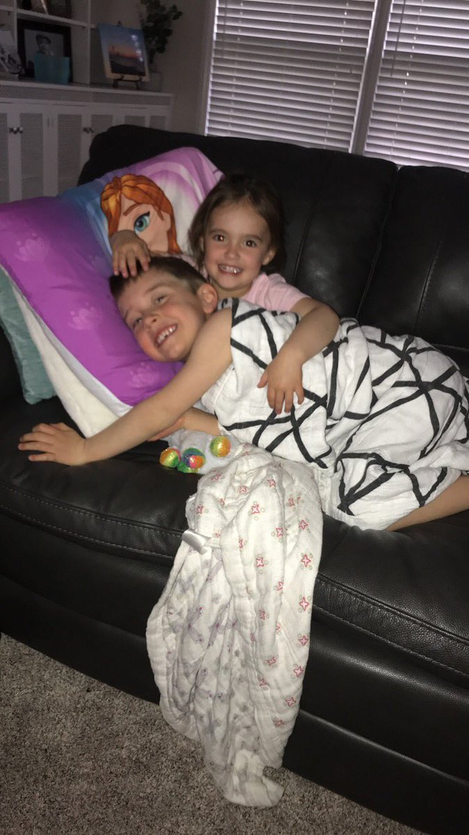 megbethw's tweet photo. Rosie’s first sleepover at her cousin’s. Good luck Aunt Dani! 😂 https://t.co/7KXDPuERLk