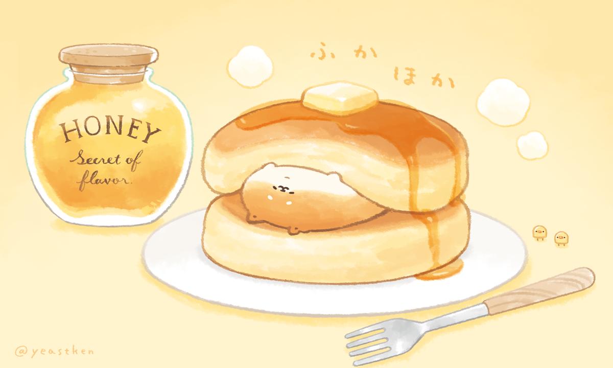 no humans butter food pancake syrup food focus fork  illustration images