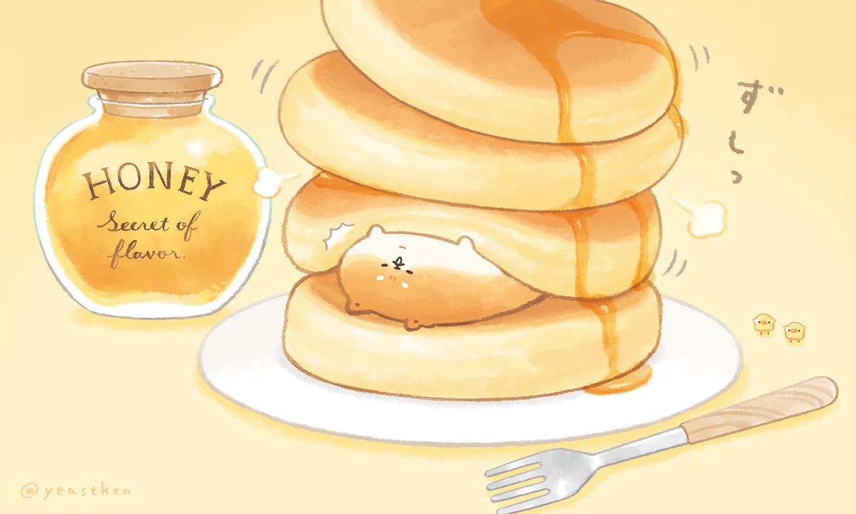 no humans butter food pancake syrup food focus fork  illustration images